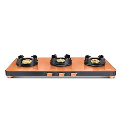 prestige gas stove 3 burner orange colour